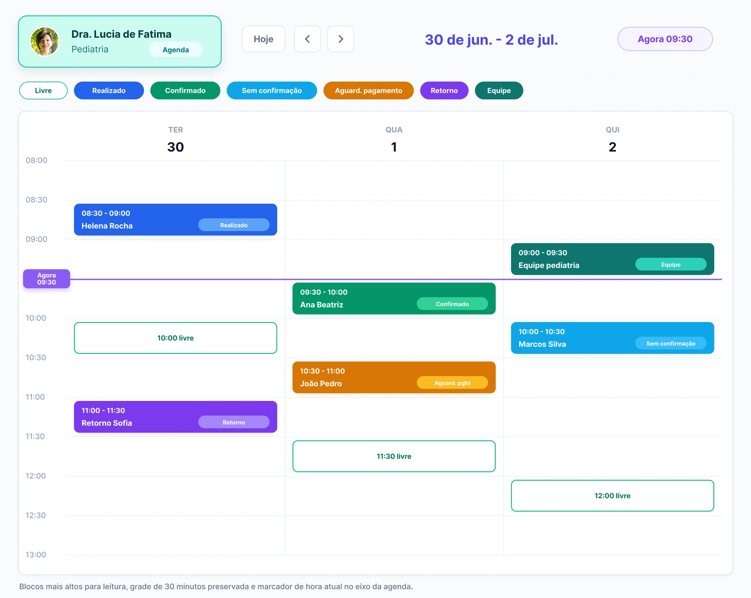 Agenda multiprofissional da clínica na Liftmed